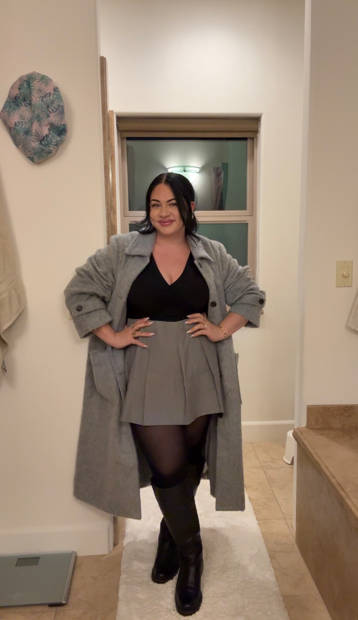 size large spanx top code TORIXSPANX 
size 12 skirt it runs big imo 
size large coat 

#LTKootd #LTKHoliday #LTKgrwm