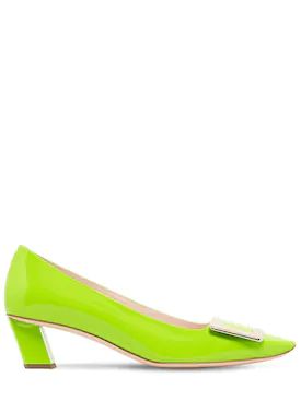 Roger Vivier - 45mm belle vivier patent leather pumps - Green | Luisaviaroma | Luisaviaroma