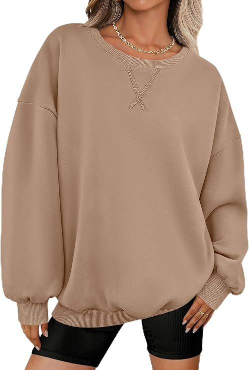 PRETTYGARDEN Oversized Sweatshirt for Women Fall Outfits 2025 Crewneck Long Sleeve Tops Fleece Pu... | Amazon (US)