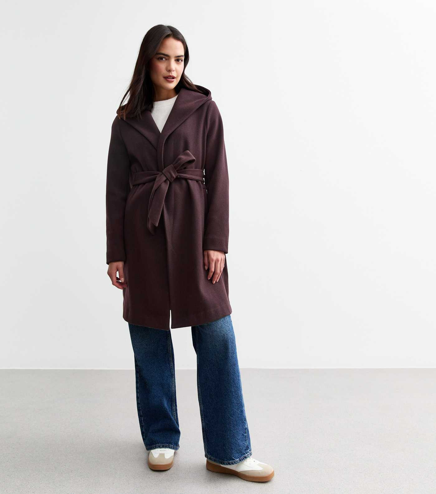 Burgundy Unlined Hooded Wrap Coat | New Look | New Look (UK)