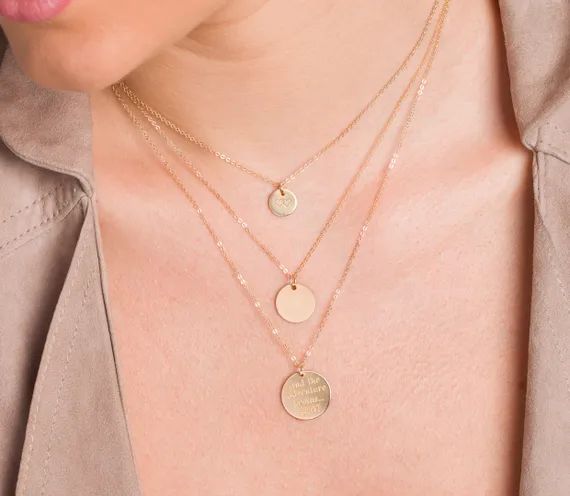 Letter Necklace Initial Disc Necklace/Rose gold | Etsy | Etsy (US)