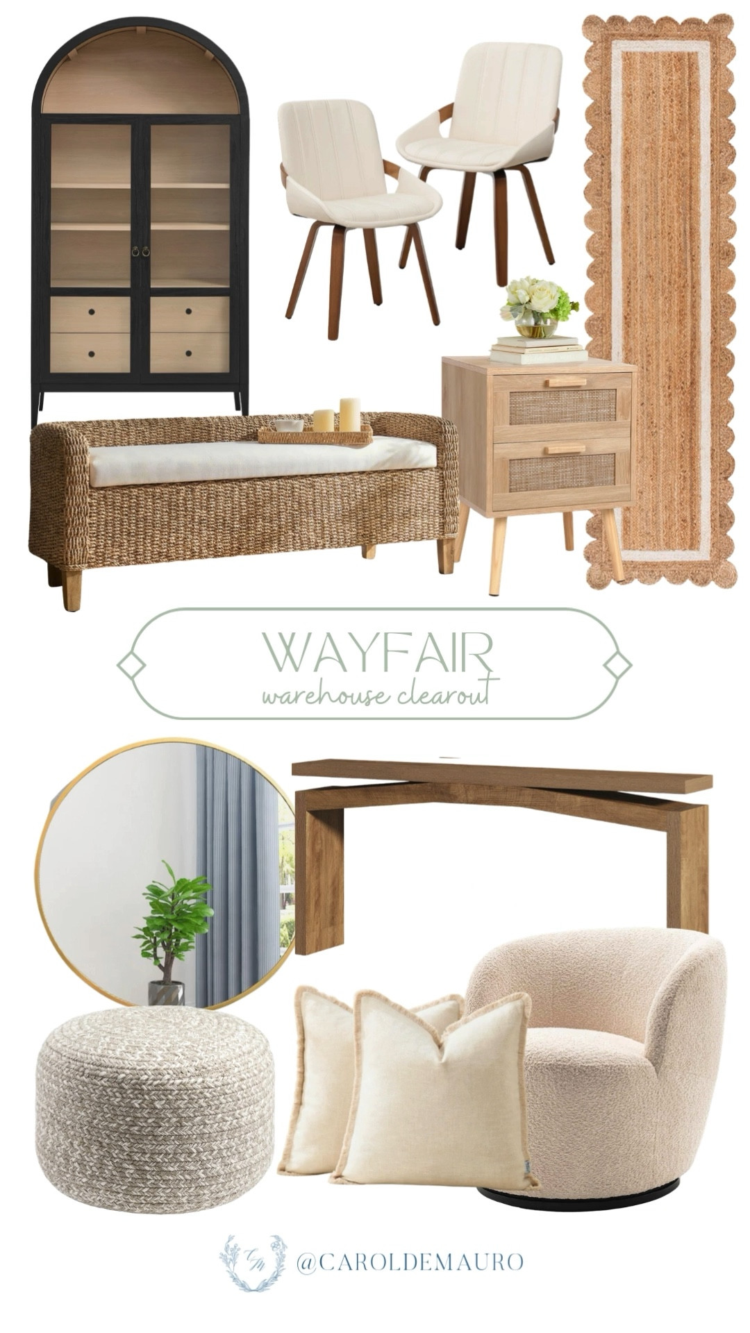 Get up 60% off on Wayfair's warehouse clearout! If you're up to replacing or upgrading your old furniture with new ones, this is the best time to shop for a shelf cabinet, a bench, a jute straw rug, an accent chair, a round mirror, and a console table!

on sale now, home furniture, entryway finds, living room refresh, interior decor, minimalist aesthetic, throw pillows, bedroom nightstands

#LTKHome #LTKSeasonal #LTKSaleAlert