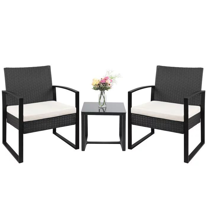 Vineego 3 Pieces Bistros Sets Outdoor Wicker Patio Furniture Sets PE Rattan Chairs Conversation S... | Walmart (US)