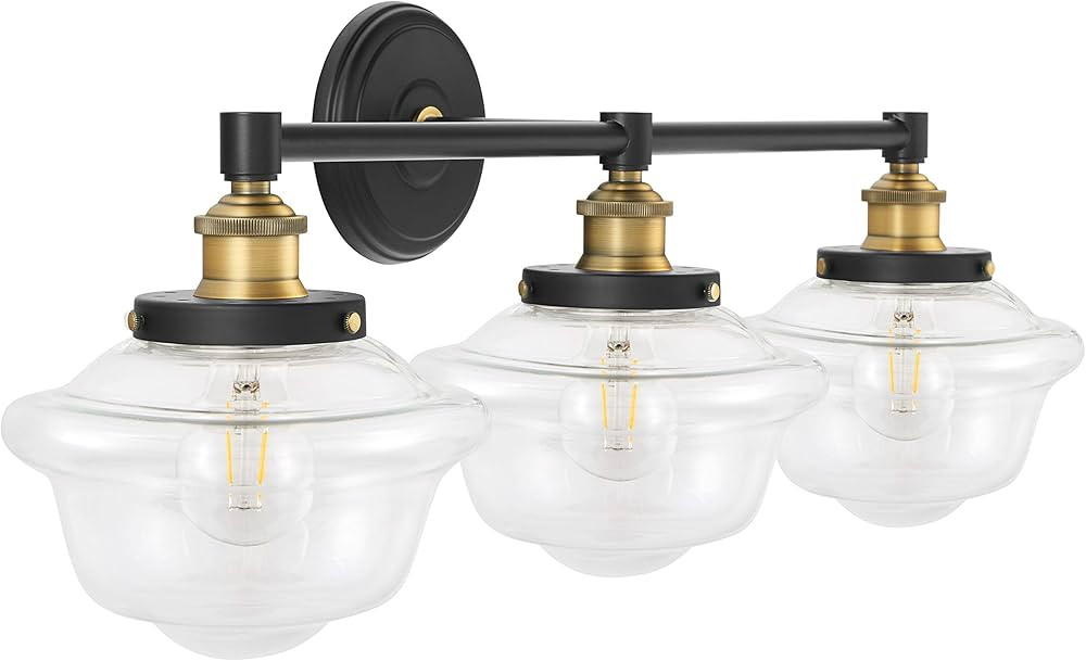Linea di Liara Lavagna Farmhouse Matte Black Bathroom Light Fixtures Over Mirror Black and Gold 3... | Amazon (US)