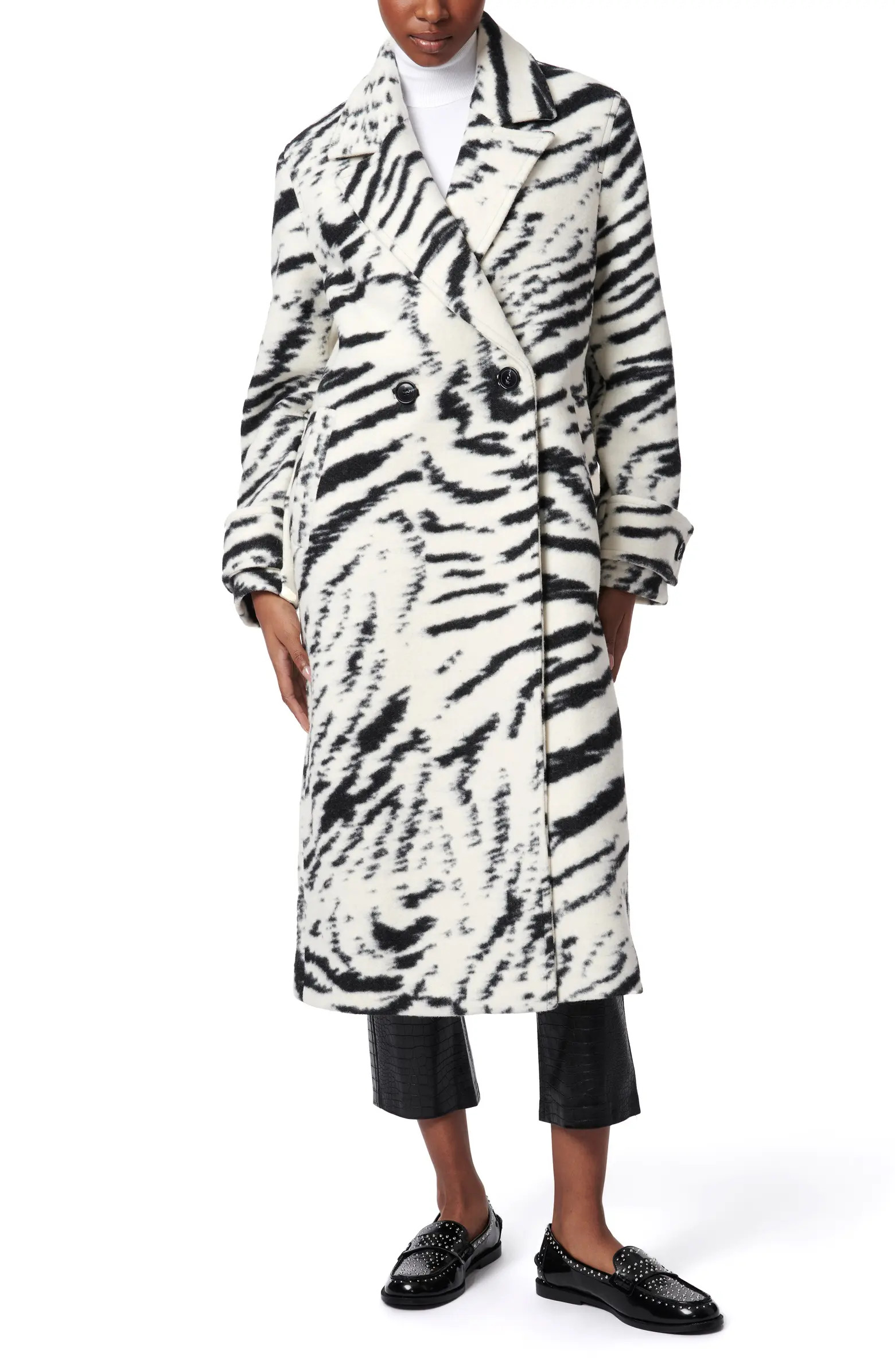 Bernardo Bengal Tiger Stripe Double-Breasted Coat | Nordstrom | Nordstrom