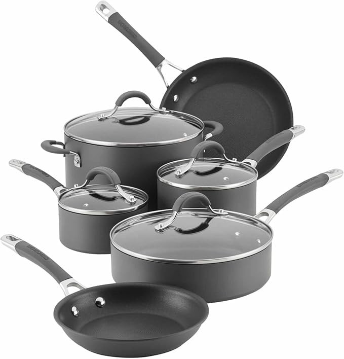 Circulon 83903 Radiance Hard Anodized Nonstick Cookware Pots and Pans Set, 10 Piece, Gray | Amazon (US)