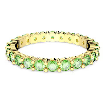 Matrix ring, Round cut, Green, Gold-tone plated by SWAROVSKI | SWAROVSKI
