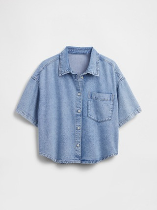 UltraSoft Denim Oversized Camp Shirt | Gap (US)
