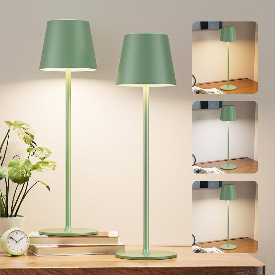 Kakanuo Cordless Table Lamp Rechargeable Green - KK 2 Pack 5000mAH Battery Operated Lamp for Dini... | Amazon (US)