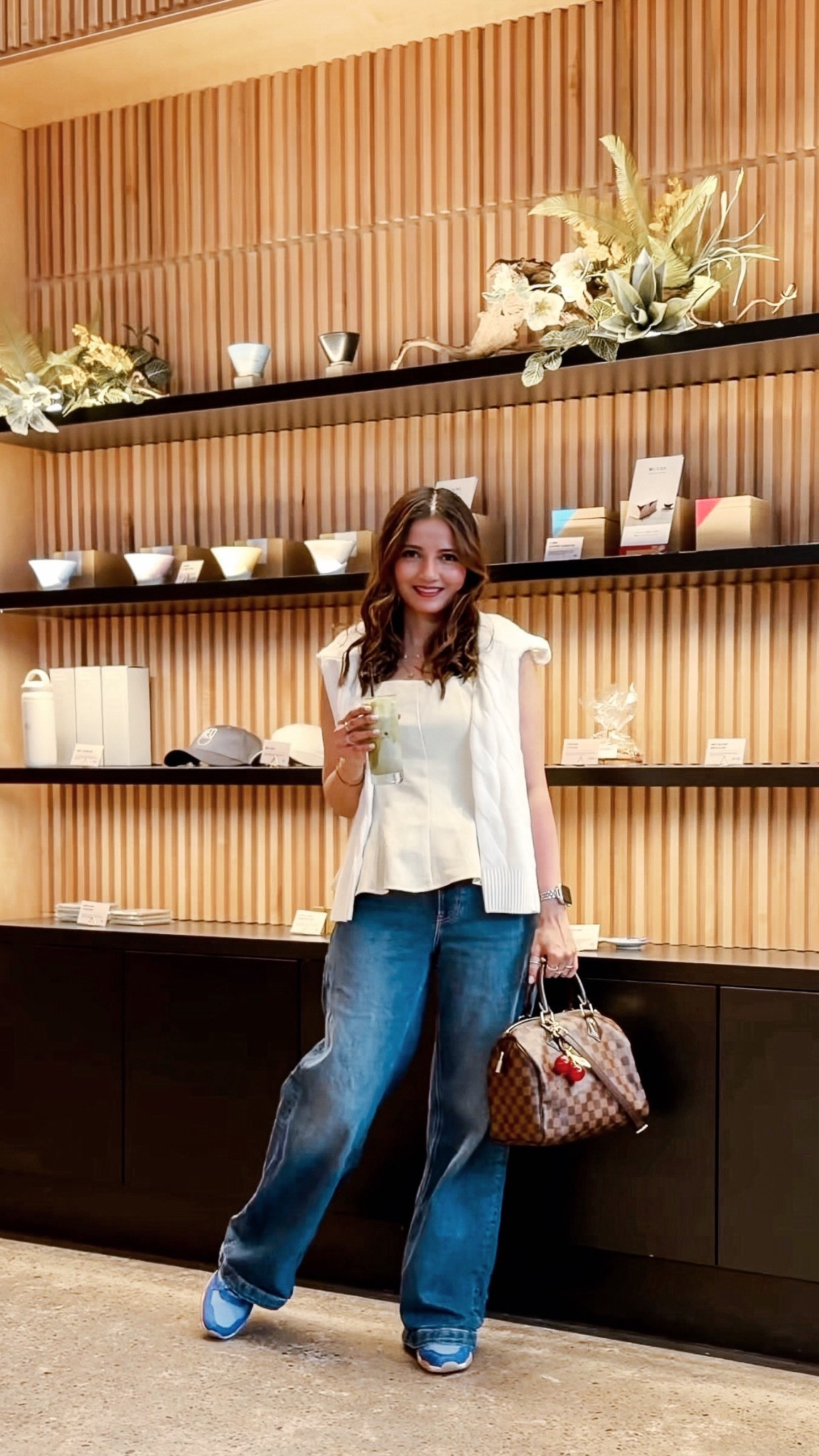 butter yellow peplum top louis vuitton speedy 25 damier ebene gap wide leg jeans vionic sneakers 

#LTKstyletip #LTKjeans #LTKcanada