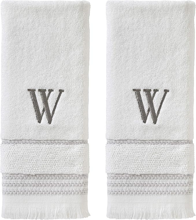 SKL Home Casual Monogram Hand Towel Set, W, 16x26, White 2 Count | Amazon (US)