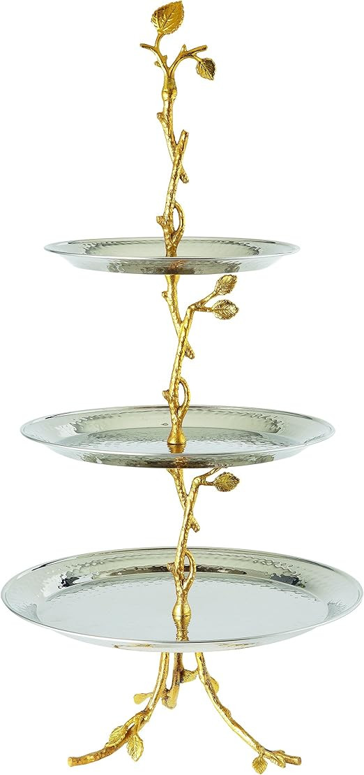 Elegance Golden Vine Hammered 3 Tier Server, Gold | Amazon (US)
