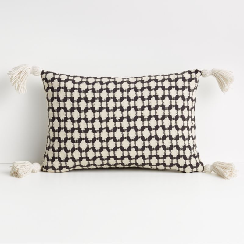 Tahona 18"x12" Obsidian Textured Pillow with Feather-Down Insert + Reviews | Crate and Barrel | Crate & Barrel