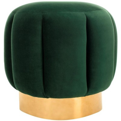 Maxine Channel Tufted Ottoman - SFV4707 - Emerald - Safavieh Couture