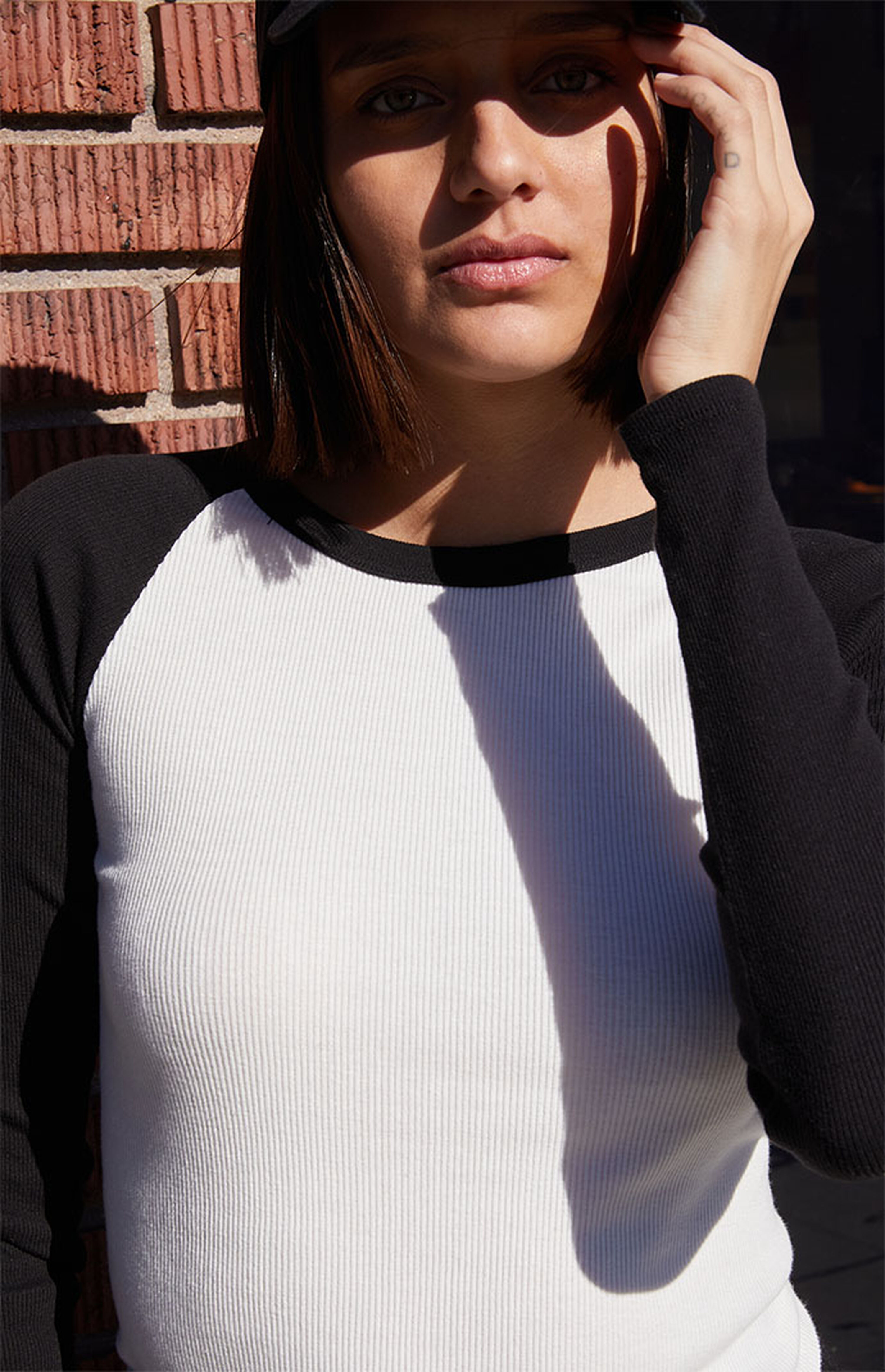 John Galt White & Black Bella Long Sleeve Colorblock Top | PacSun