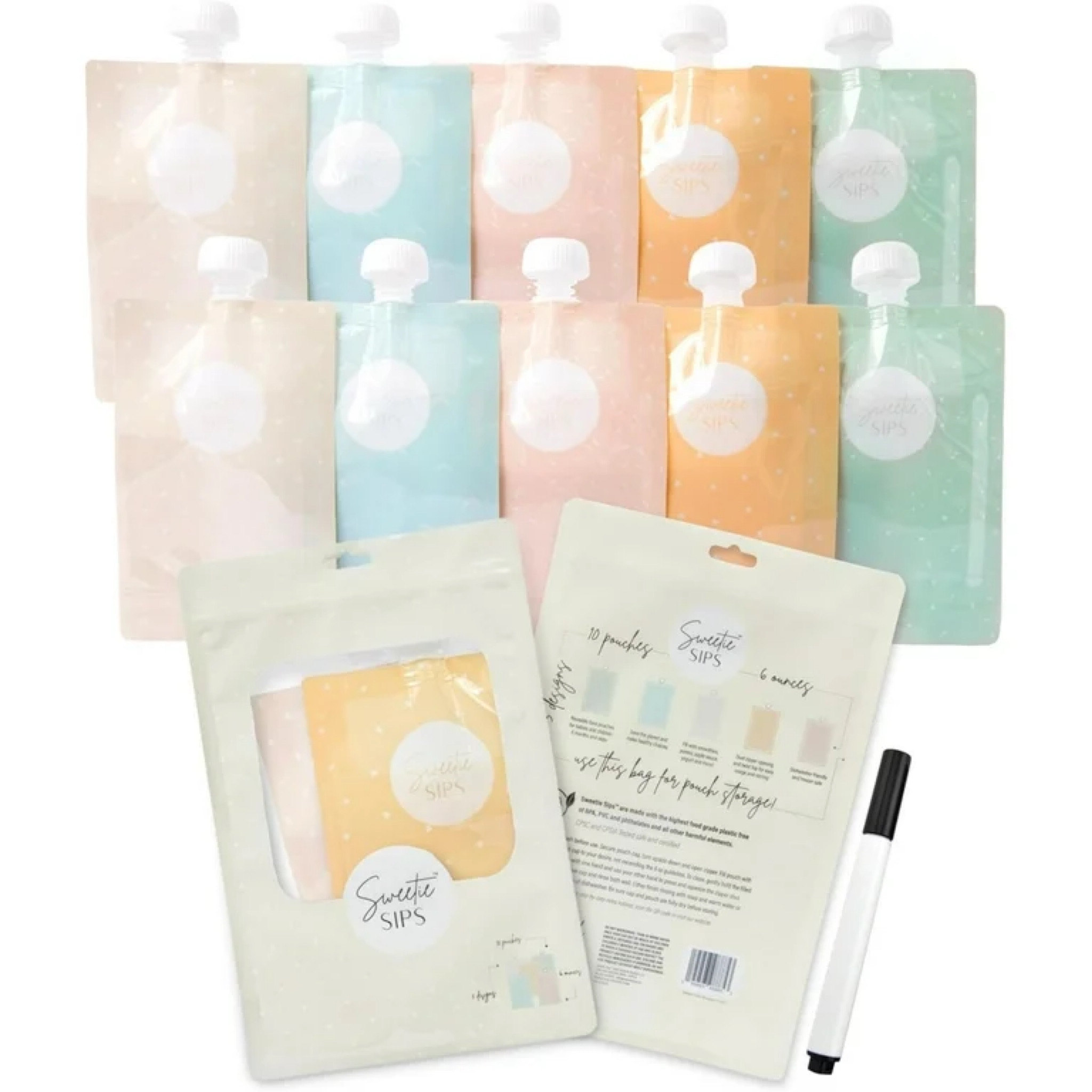 Sweetie Sips Reusable Food Pouches 10-Pack 6oz Baby Food Storage Refillable Toddler Squeeze Pouch for Kids Washable Freezer Safe Homemade Purees Smoothies

#LTKfamily #LTKbaby #LTKkids