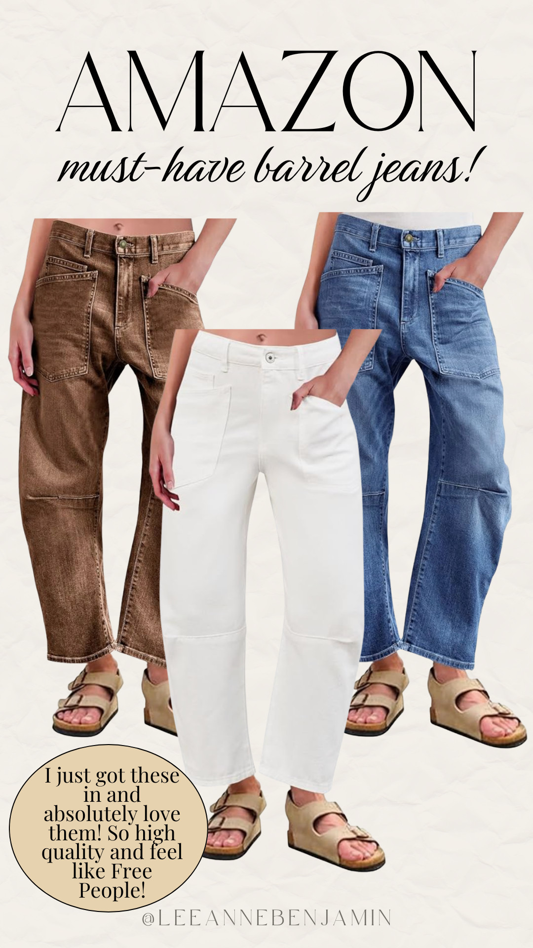 Must have barrel jeans on Amazon! They are a Free People inspired version and fit like a dream! I purchased my normal size 4 

 #LTKmomlife #LTKOver40 #LTKSaleAlert