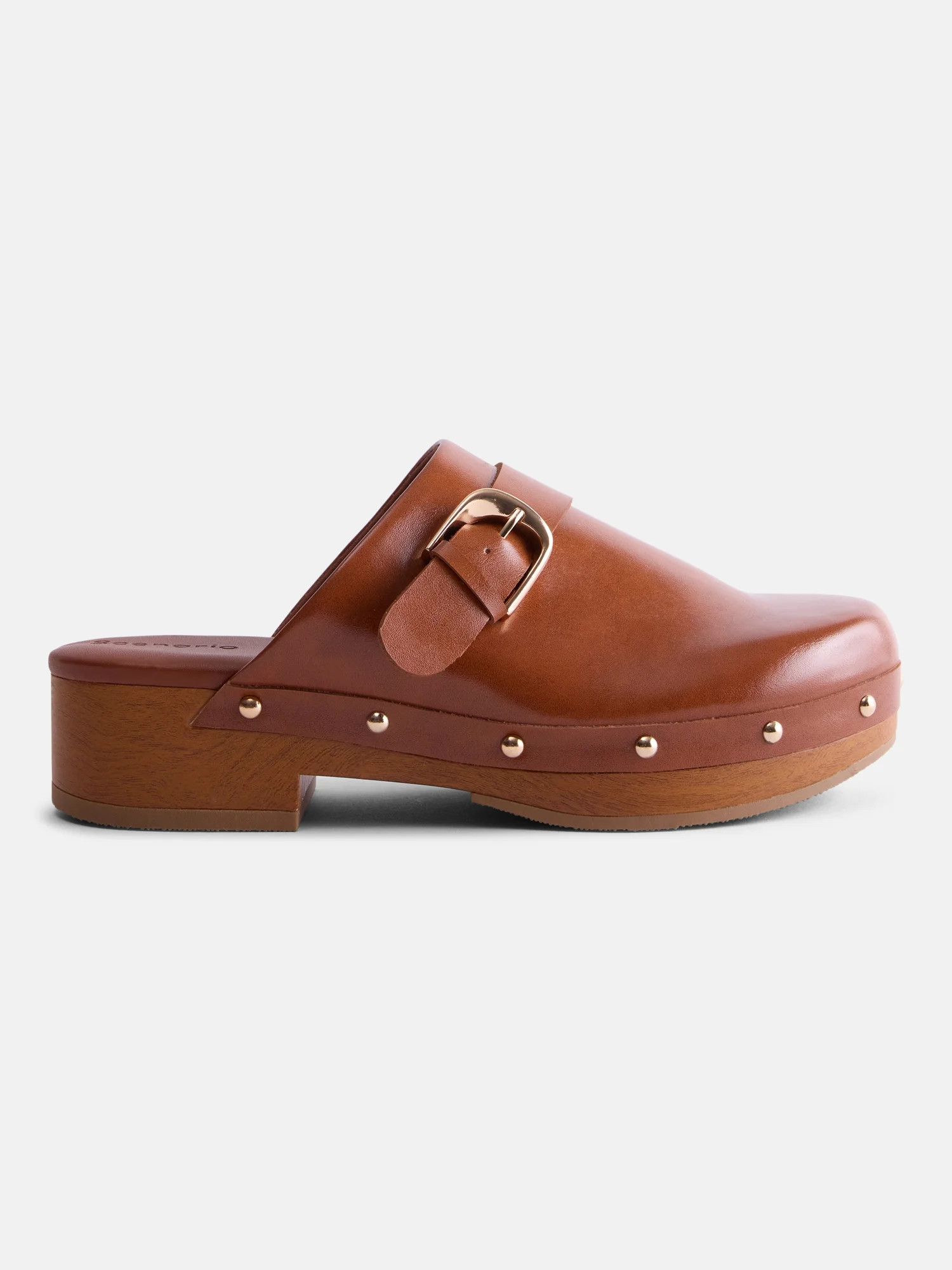 Scenario Women's Studded Faux Leather Platform Clogs | Walmart (US)