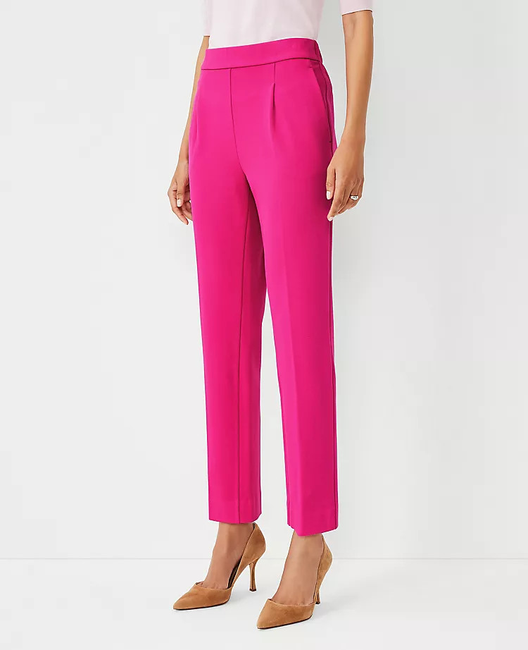 The Petite High Waist Knit Easy Ankle Pant | Ann Taylor (US)
