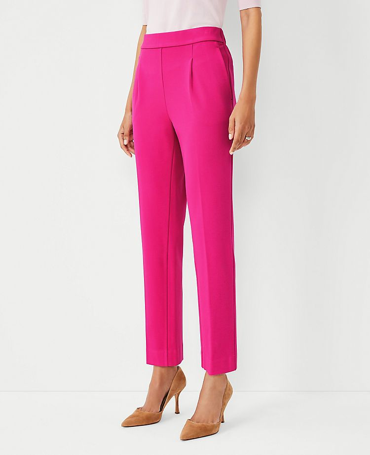 The Petite High Waist Knit Easy Ankle Pant | Ann Taylor (US)