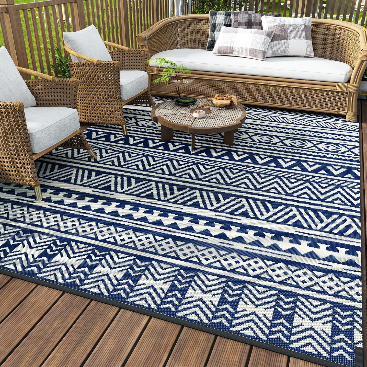 MontVoo-Outdoor Rug Carpet Waterproof 5x8 ft Reversible Patio Rug RV Camping Rug-Plastic Straw Ru... | Amazon (US)