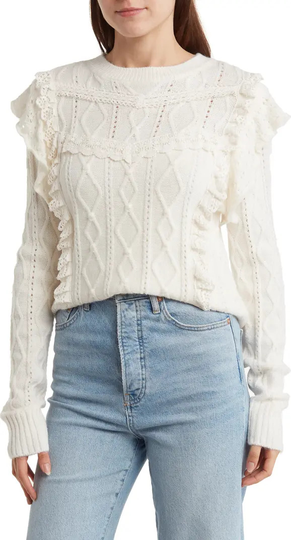 Grey Collective Lace Pointelle Sweater | Nordstromrack | Nordstrom Rack