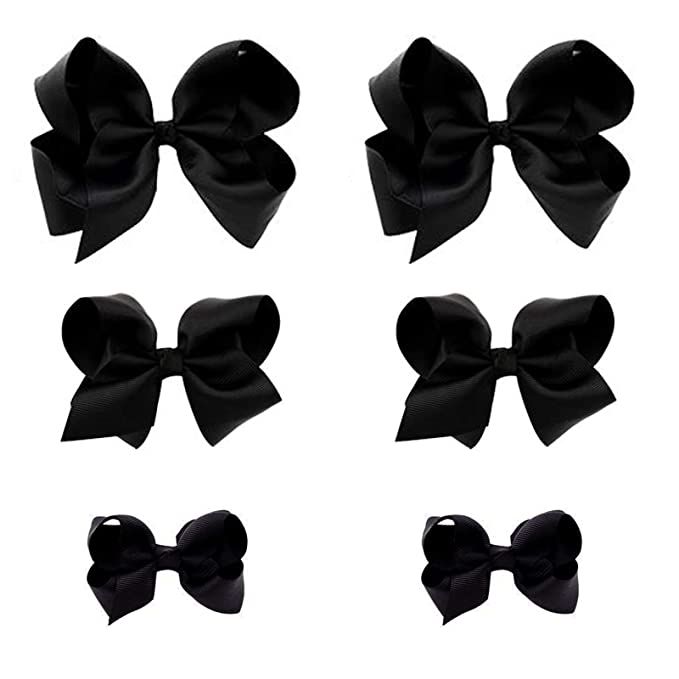 Black Bows for Girls,6PCS Hand-made Grosgrain Ribbon Hair Bows Alligator Clips Hair Accessories f... | Amazon (US)