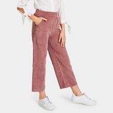 Girls Slant Pocket Wide Leg Corduroy Pants | SHEIN