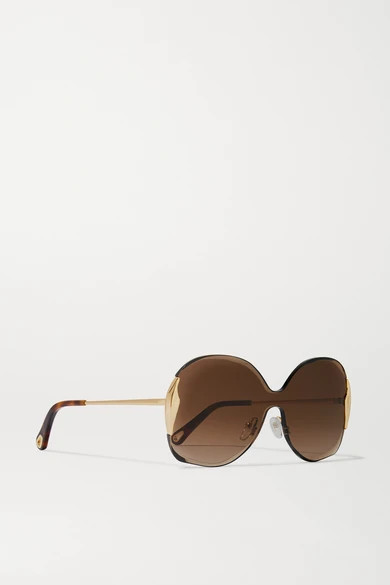 Curtis square-frame gold-tone and tortoiseshell acetate sunglasses | NET-A-PORTER (US)