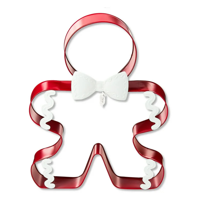 Metal Gingerbread Cookie Cutter Christmas Decoration, Red and White, 28", by Holiday Time - Walma... | Walmart (US)