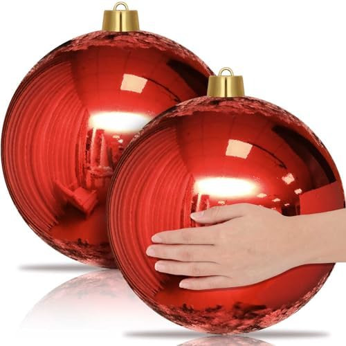 Jerify 2 Pcs 12" Large Christmas Ball Ornaments Giant Shiny Plastic Christmas Ball Outdoor Shatte... | Amazon (US)