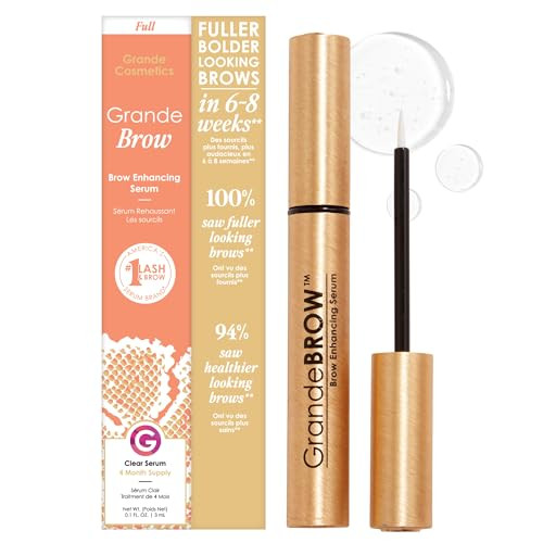 Grande Cosmetics GrandeBROW Brow Enhancing Serum for Fuller, Bolder, Looking Eyebrows - Brow Serum With Vitamins, Peptides, Antioxidants, Amino Acids, Cruelty Free - 4 Month Supply (3 mL) | Amazon (US)