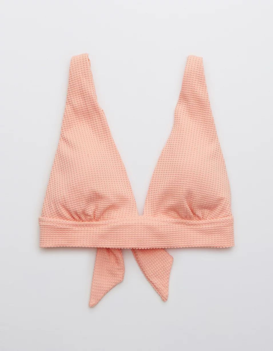 Aerie Waffle Tie Longline Triangle Bikini Top | American Eagle Outfitters (US & CA)