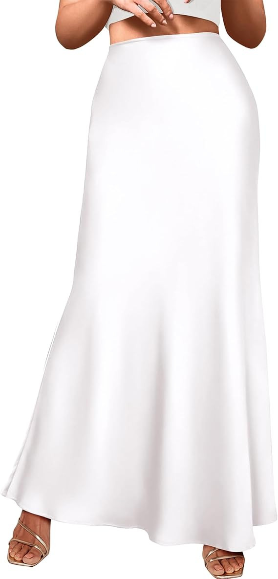 BTFBM Womens Summer Fall Skirt 2025 Silk Elegant High Waist Cocktail Party Wedding Mermaid Satin ... | Amazon (US)