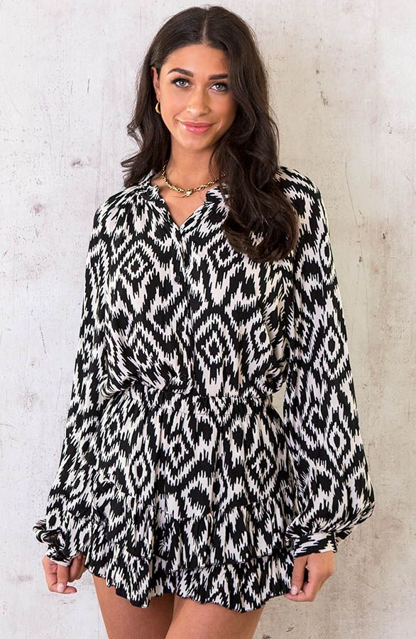 Oversized Blouse Print Zwart Wit | Themusthaves.nl | The Musthaves (NL)