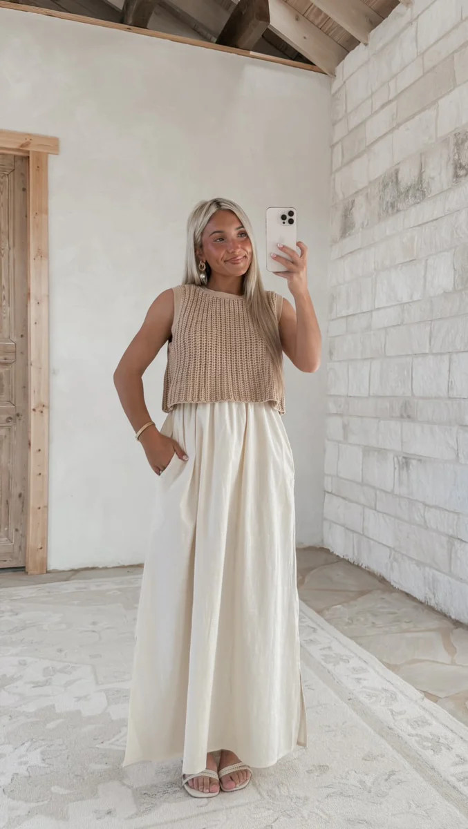 Just Between Us Chunky Sweater Midi Dress - Latte/Cream | CK Squared Boutique
