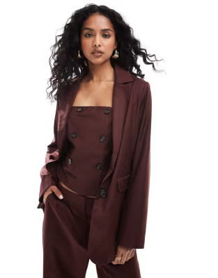 4th & Reckless tailored blazer in burgundy - part of a set | ASOS (Global)