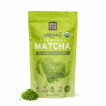 SEN CHA Naturals Organic Everyday Matcha Powder, Authentic Japanese Matcha Green Tea Powder, Premium First & Second Harvest Culinary Grade Organic Matcha Tea, Lattes & Baking, 1lb Bag (1 Pack) | Walmart (US)