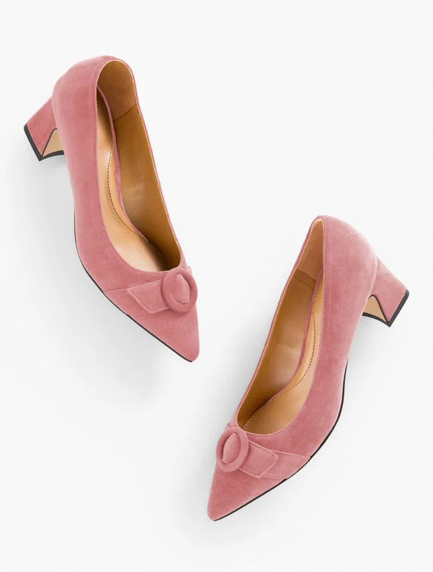 Edith Suede Flare Heel Pumps | Talbots