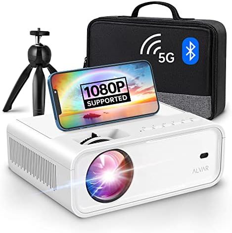 Mini Projector with 5G WiFi and Bluetooth W/ Tripod & Bag, ALVAR 9000 Lumens Portable Outdoor Mov... | Amazon (US)
