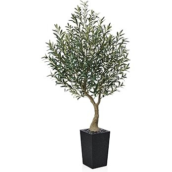 Artificial Olive Tree 6ft, Tall Fake Tree for Indoor & Outdoor Decor with Black Pot & Pebbles, UV... | Amazon (US)