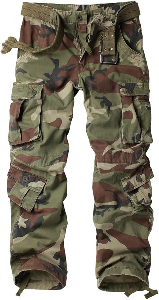 AKARMY Men's Casual Cargo Pants Military Army Camo Pants Combat Work Pants with 8 Pockets | Amazon (US)