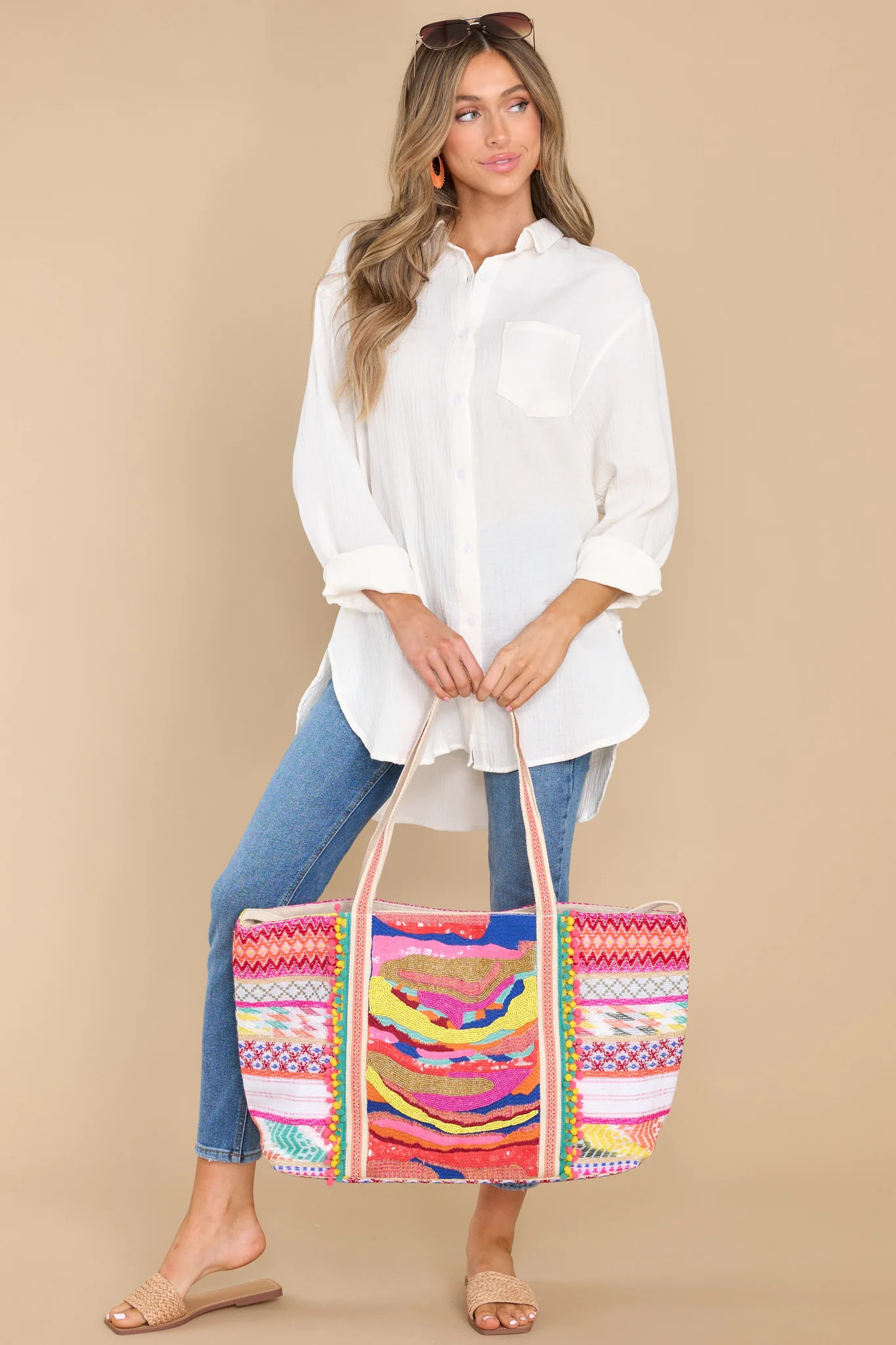 The Grass Is Greener White Gauze Top | Red Dress 