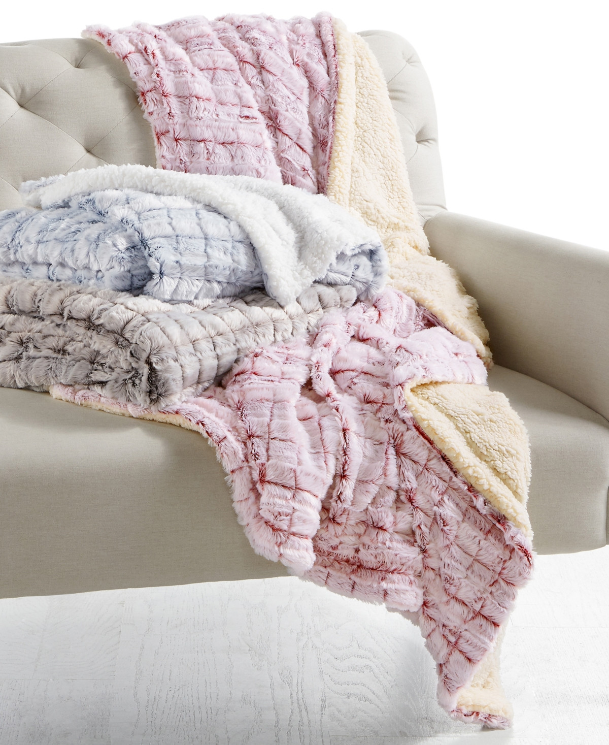 Elle Home Reversible Micromink to Faux-Sherpa Tie-Dye Throw | Macys (US)
