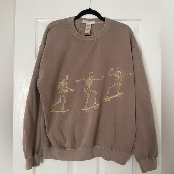 urban outfitters project social t brown skeleton crewneck small/medium | Poshmark