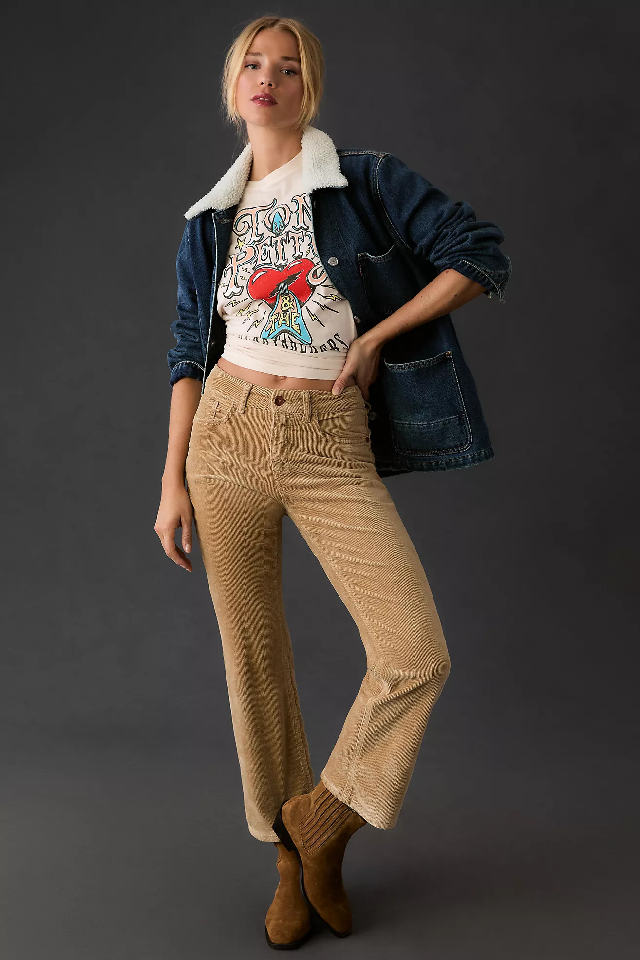The Yaya Mid-Rise Corduroy Crop Flare Jeans by Pilcro | Anthropologie (US)