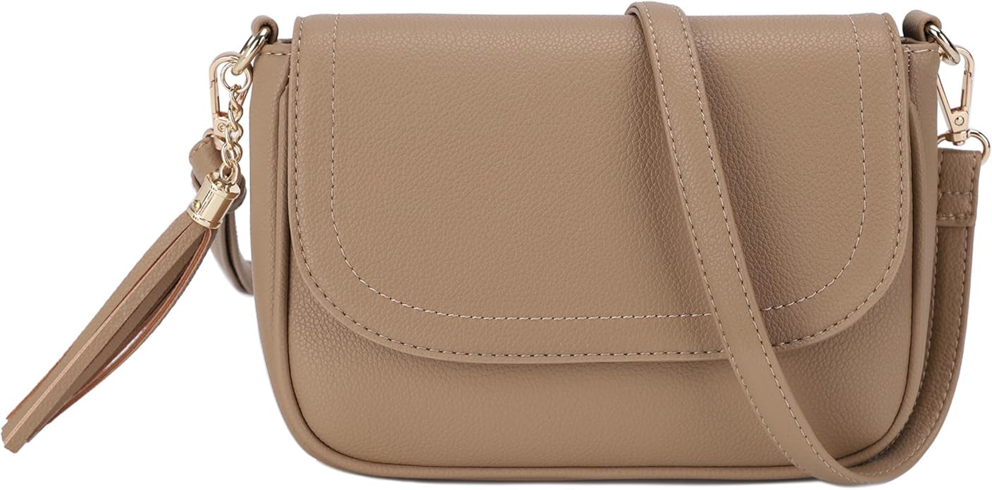 Small Crossbody Bags for Women Trendy Flap Saddle Purses with Tassel Vegan leather Shoulder bag | Amazon (US)