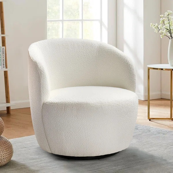 Anneros 28" Wide Boucle Swivel Barrel Chair | Wayfair North America