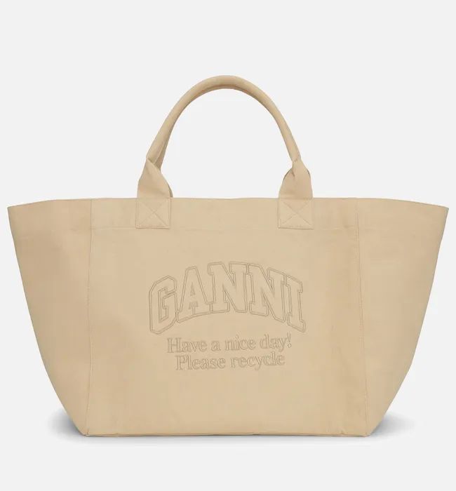 Ganni Recycled Cotton-Canvas Shopper XXL Bag | Coggles (Global)