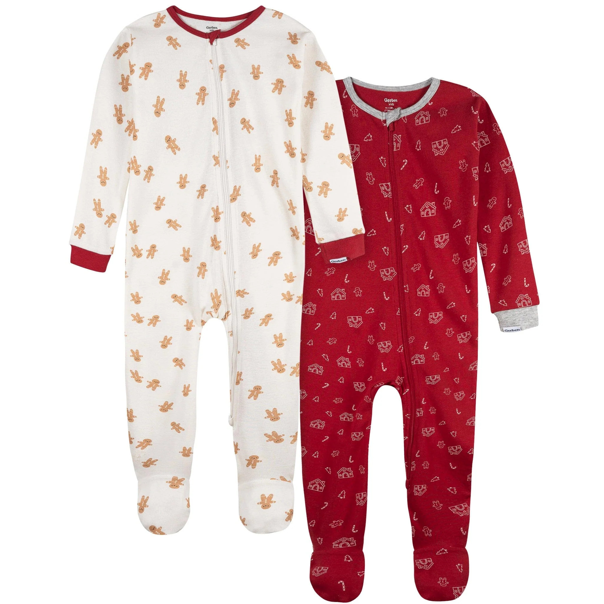 2-Piece Baby & Toddler Gingerbread People Snug Fit Footed Pajamas | Gerber Childrenswear